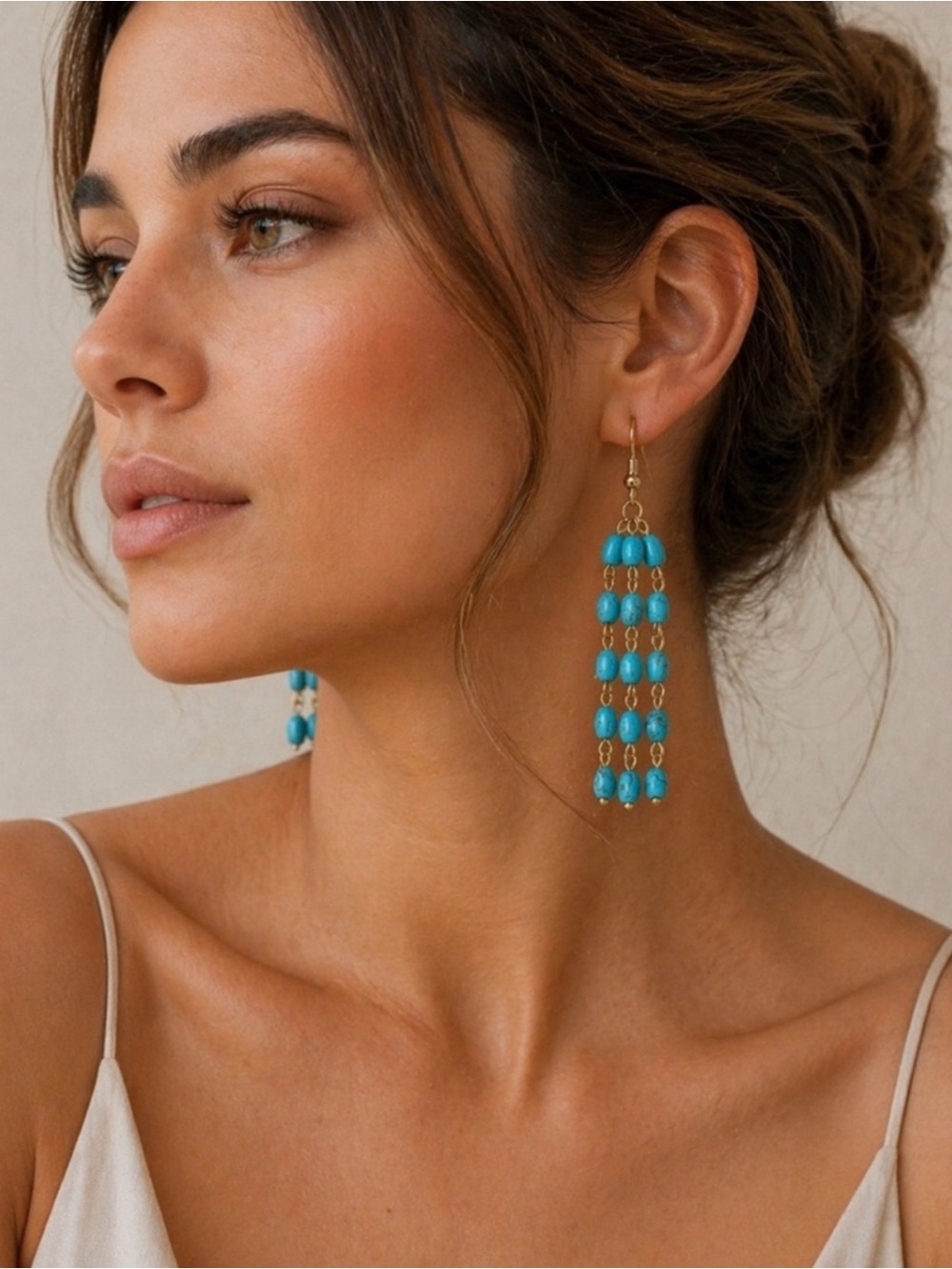 Turquoise Tassel Bead Drop Dangle Earring -  Weslynn Design